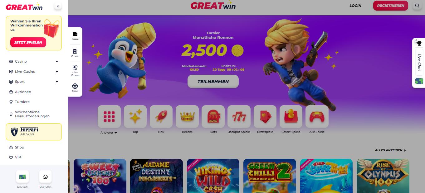 GREATwin Casino Mane page, casinosschweiz.online